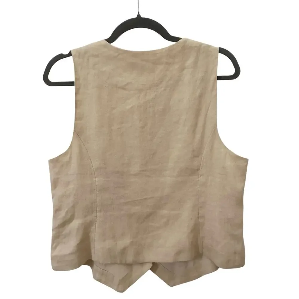 J. Crew Slim-fit Vest Top 100% Linen Natural Tan Size 12